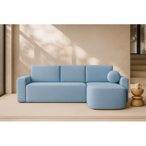 Canapé D’angle Milo Bleu Ciel – Fonction Lit et Coffre