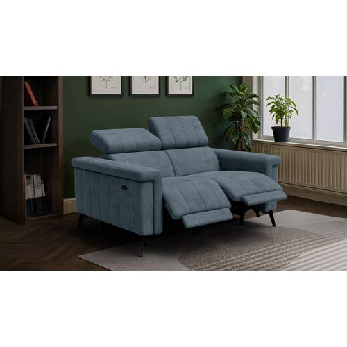 Canapé Relax 2 Places Nordel, Tissu Bleu Gris