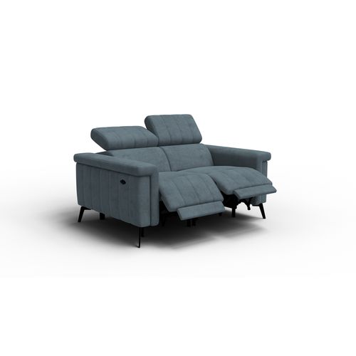Canapé Relax 2 Places Nordel, Tissu Bleu Gris