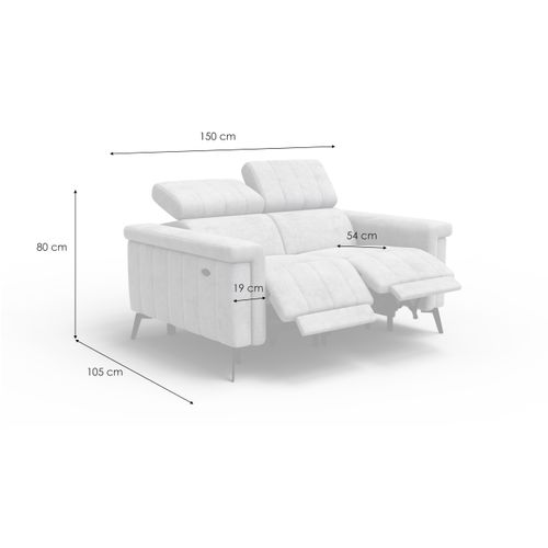 Canapé Relax 2 Places Nordel, Tissu Beige Foncé