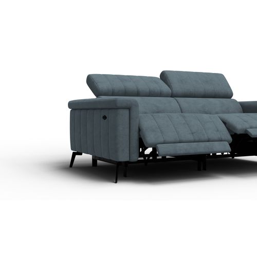 Canapé Relax 3 Places Nordel, Tissu Bleu Gris