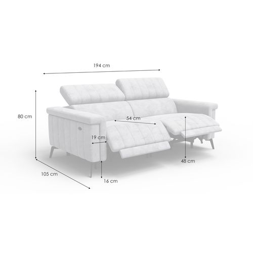 Canapé Relax 3 Places Nordel, Tissu Beige Foncé