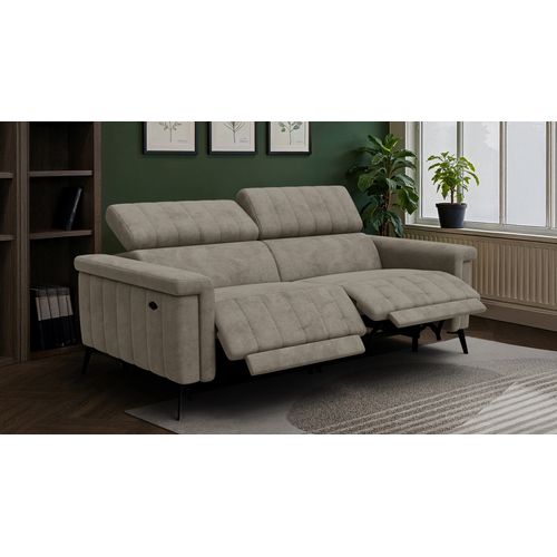 Canapé Relax 3 Places Nordel, Tissu Beige Foncé