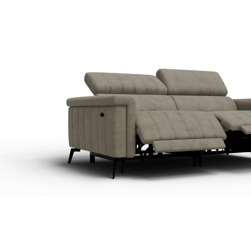 Canapé Relax 3 Places Nordel, Tissu Beige Foncé