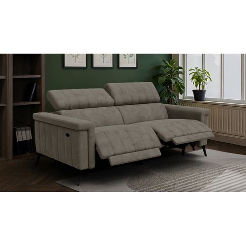 Canapé Relax 3 Places Nordel, Tissu Taupe