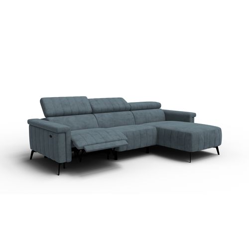 Canapé Relax D'angle 4 Places Nordel, Tissu Bleu Gris