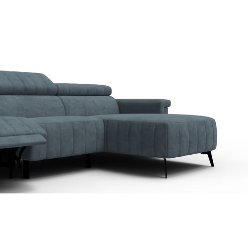 Canapé Relax D'angle 4 Places Nordel, Tissu Bleu Gris