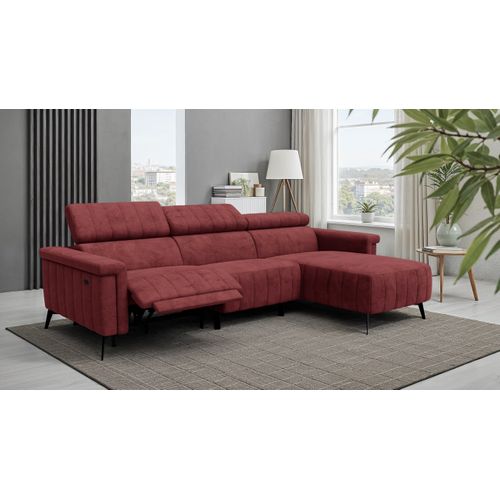 Canapé Relax D'angle 4 Places Nordel, Tissu Bordeaux