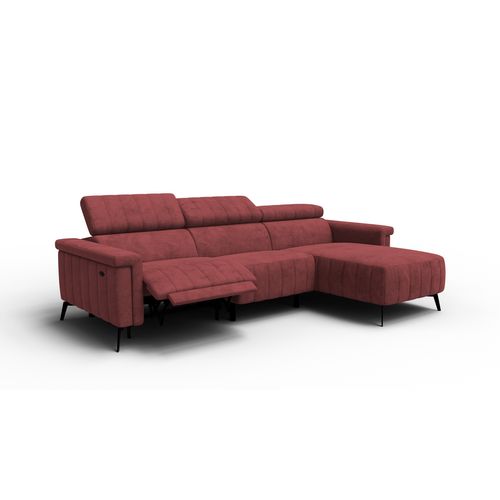 Canapé Relax D'angle 4 Places Nordel, Tissu Bordeaux