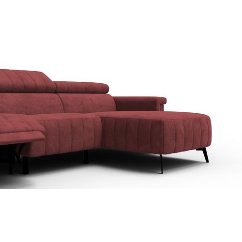 Canapé Relax D'angle 4 Places Nordel, Tissu Bordeaux