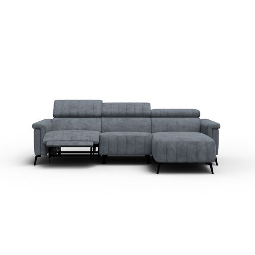 Canapé Relax D'angle 4 Places Nordel, Tissu Gris Foncé