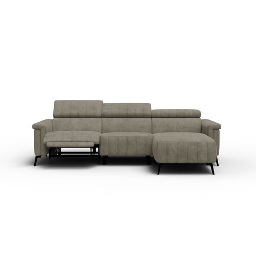 Canapé Relax D'angle 4 Places Nordel, Tissu Beige Foncé