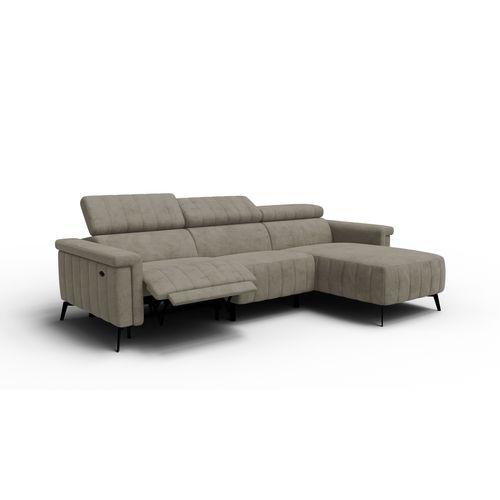 Canapé Relax D'angle 4 Places Nordel, Tissu Beige Foncé