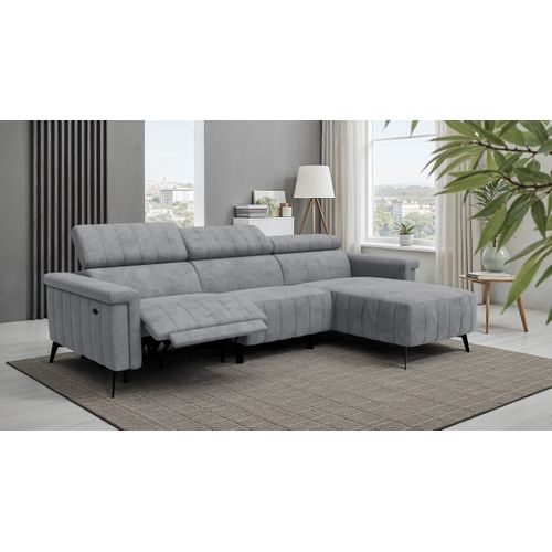 Canapé Relax D'angle 4 Places Nordel, Tissu Gris