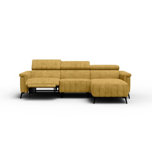 Canapé Relax D'angle 4 Places Nordel, Tissu Moutarde
