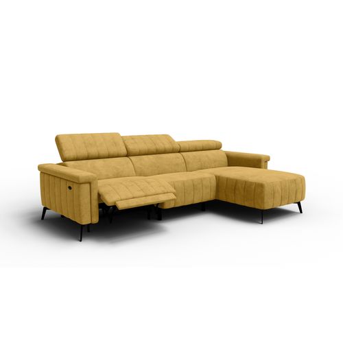 Canapé Relax D'angle 4 Places Nordel, Tissu Moutarde