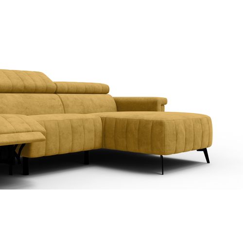 Canapé Relax D'angle 4 Places Nordel, Tissu Moutarde