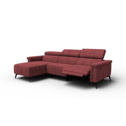 Canapé Relax D'angle 4 Places Nordel, Tissu Bordeaux