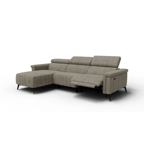 Canapé Relax D'angle 4 Places Nordel, Tissu Beige Foncé