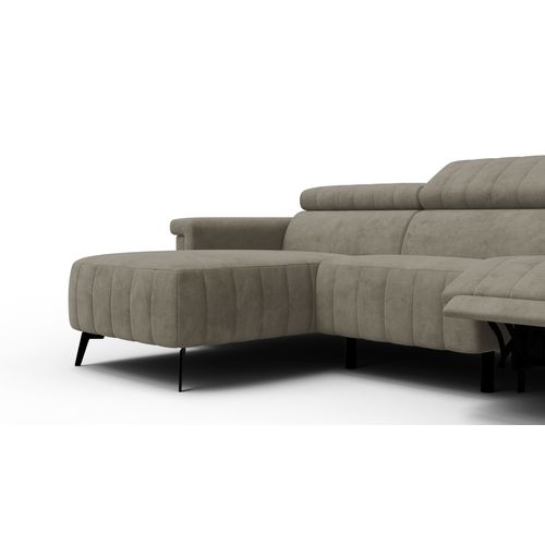 Canapé Relax D'angle 4 Places Nordel, Tissu Beige Foncé