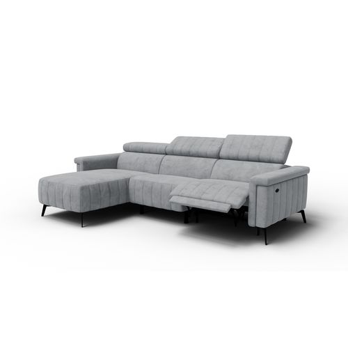 Canapé Relax D'angle 4 Places Nordel, Tissu Gris