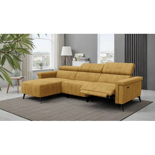 Canapé Relax D'angle 4 Places Nordel, Tissu Moutarde