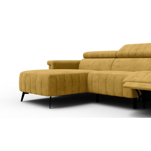 Canapé Relax D'angle 4 Places Nordel, Tissu Moutarde