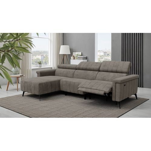 Canapé Relax D'angle 4 Places Nordel, Tissu Taupe