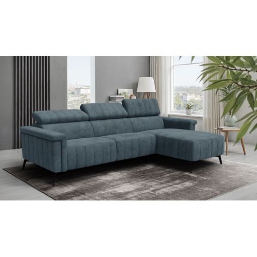Canapé D'angle 4 Places Nordel, Tissu Bleu Gris