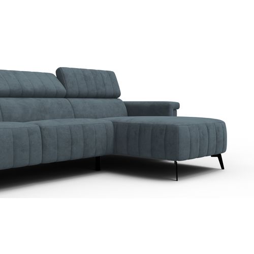 Canapé D'angle 4 Places Nordel, Tissu Bleu Gris