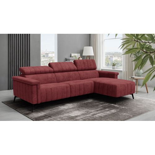 Canapé D'angle 4 Places Nordel, Tissu Bordeaux