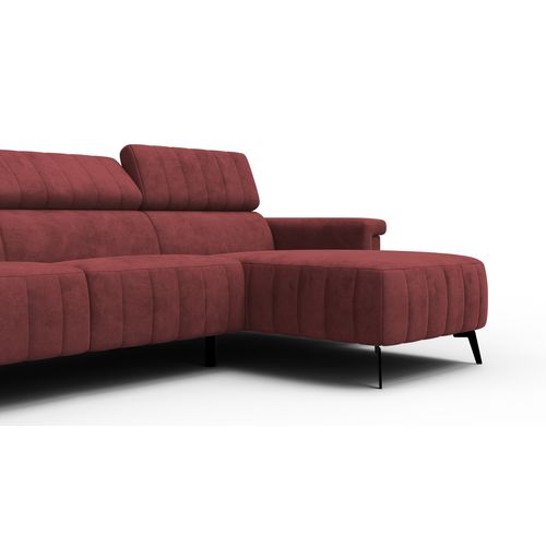 Canapé D'angle 4 Places Nordel, Tissu Bordeaux