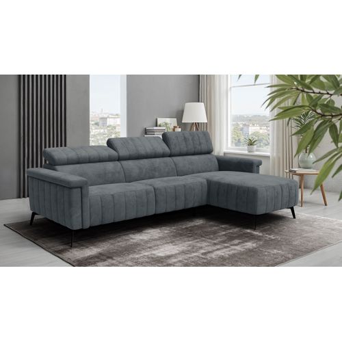 Canapé D'angle 4 Places Nordel, Tissu Gris Foncé