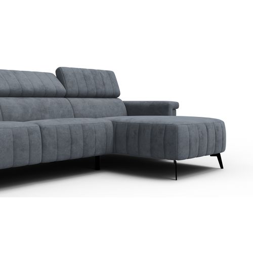 Canapé D'angle 4 Places Nordel, Tissu Gris Foncé