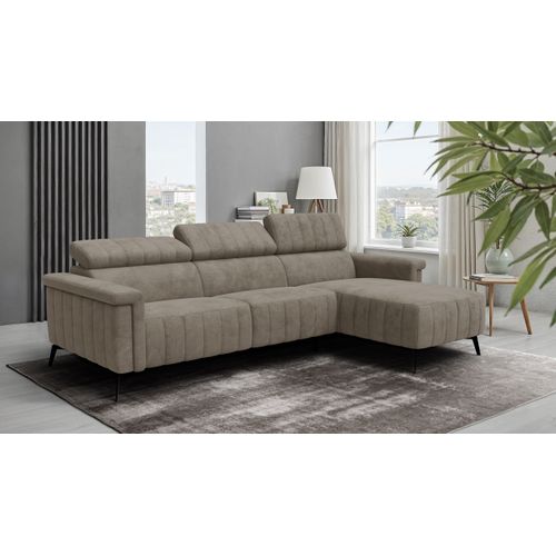 Canapé D'angle 4 Places Nordel, Tissu Beige Foncé