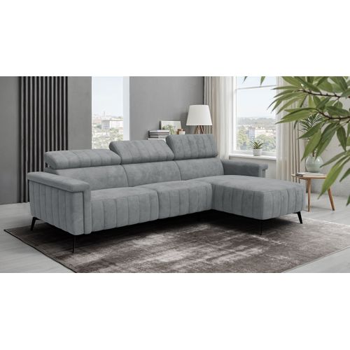 Canapé D'angle 4 Places Nordel, Tissu Gris