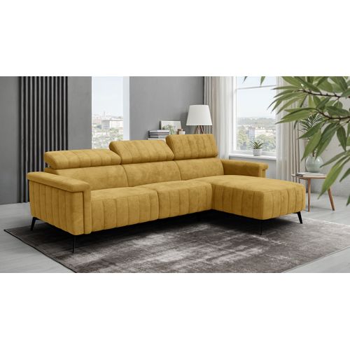 Canapé D'angle 4 Places Nordel, Tissu Moutarde