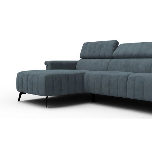 Canapé D'angle 4 Places Nordel, Tissu Bleu Gris