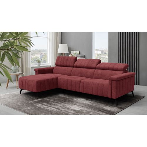 Canapé D'angle 4 Places Nordel, Tissu Bordeaux