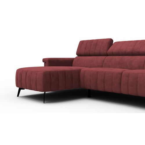 Canapé D'angle 4 Places Nordel, Tissu Bordeaux