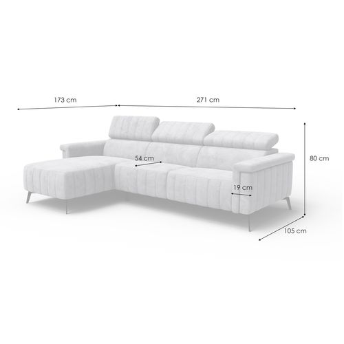 Canapé D'angle 4 Places Nordel, Tissu Gris Foncé