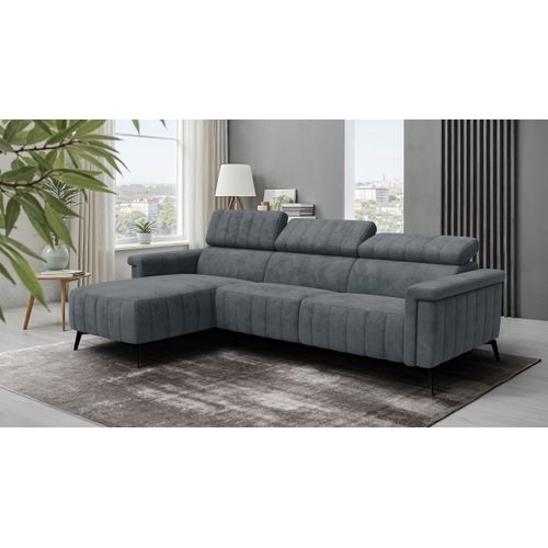 Canapé D'angle 4 Places Nordel, Tissu Gris Foncé