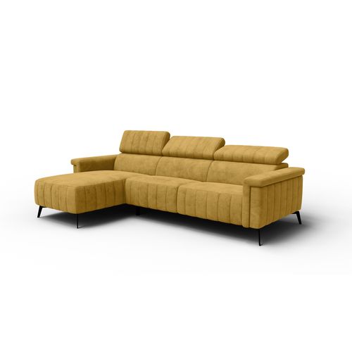 Canapé D'angle 4 Places Nordel, Tissu Moutarde