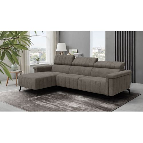 Canapé D'angle 4 Places Nordel, Tissu Taupe