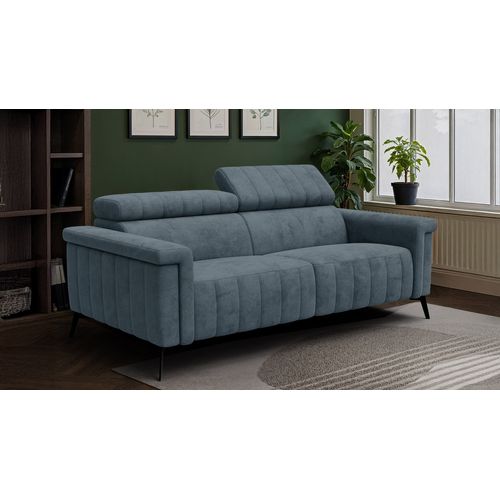 Canapé 3 Places Nordel, Tissu Bleu Gris