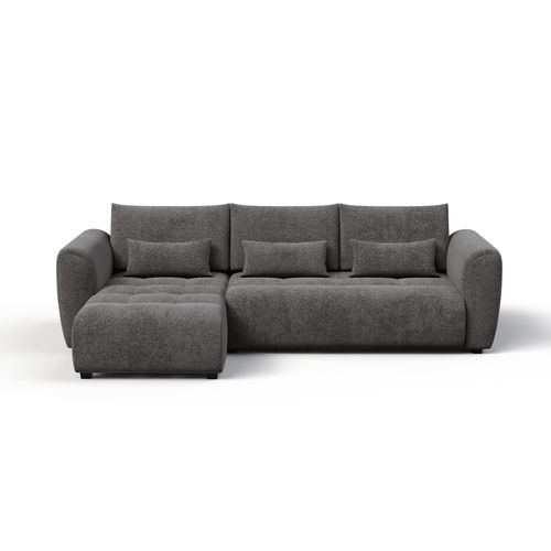 Canapé D'angle 4 Places Soreno, Tissu Gris Foncé