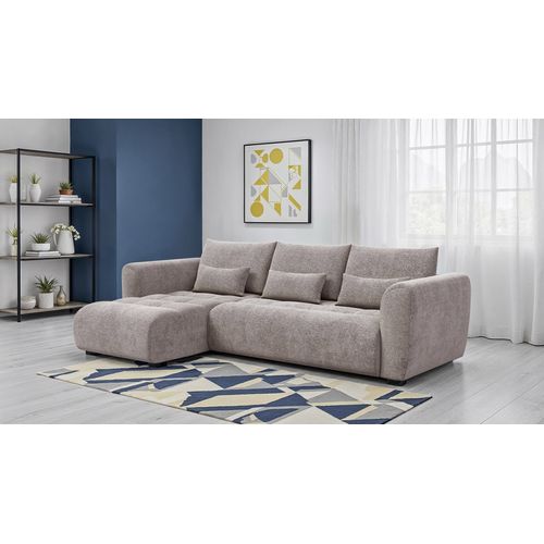 Canapé D'angle 4 Places Soreno, Tissu Beige