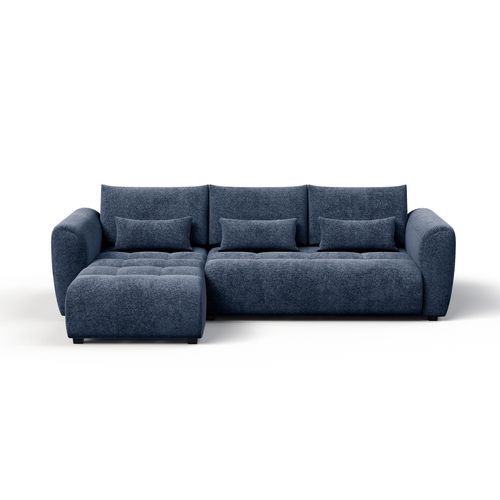 Canapé D'angle 4 Places Soreno, Tissu Bleu Marine