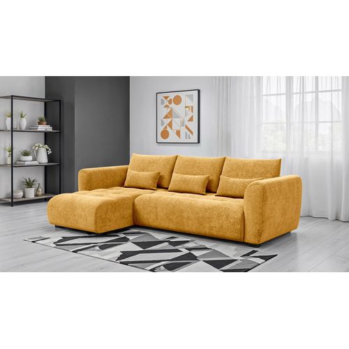 Canapé D'angle 4 Places Soreno, Tissu Jaune