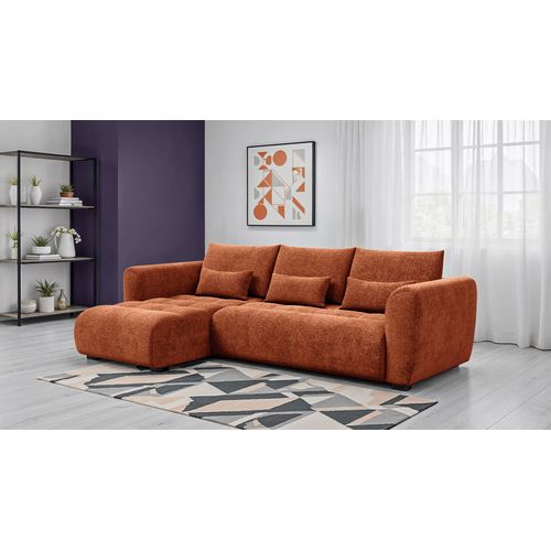 Canapé D'angle 4 Places Soreno, Tissu Orange